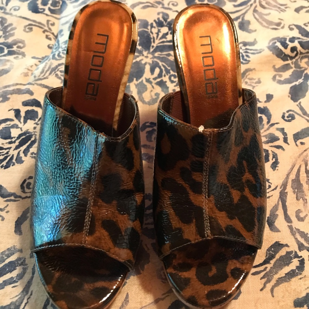 Cute animal print platform sandals